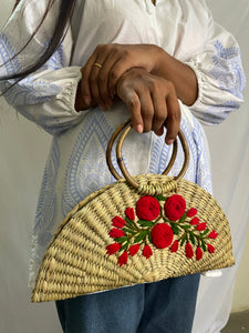 KAUNA EMBRIODERY CLUTCH WITH CANE HANDLE