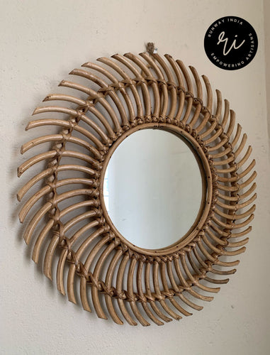 Rattan Cane Wall Hanging Mirror